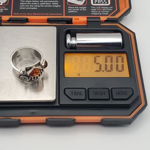 Artisan Boho Sterling Silver 925 Baltic Amber Wide Band Ring Size 6 - Picture 14 of 14